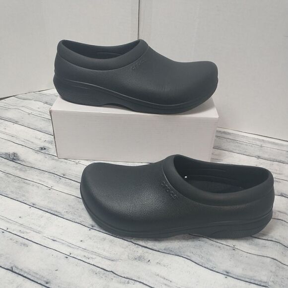 Crocs On the Clock Work Slip On Mens 9 Womens  11 Black Shoes - Picture 2 of 8